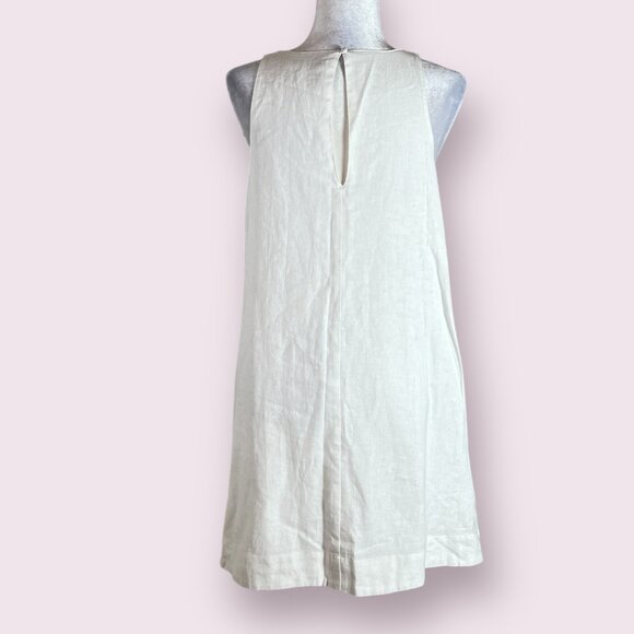 Abercrombie & Fitch Women's A-Line Dress White Linen Sleeveless Size M Pockets - Picture 2 of 10